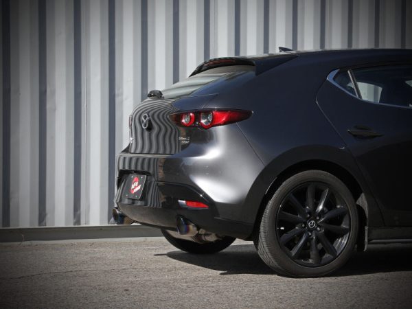 aFe 19-22 Mazda 3 L4 2.5L Takeda 3in to 2-1 2in 304 SS Axle-Back Exhaust w  Blue Flame Tip Supply - Image 2