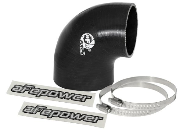aFe Magnum FORCE CAI Univ. Silicone Coupling Kit (3.5in. ID to 3in. ID) 90Deg. Elbow Reducer - Black Sale