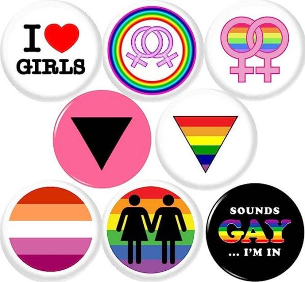 Lesbian x 8 1  inch (25 mm) buttons gay LGBT pronouns LGBTQ Supply